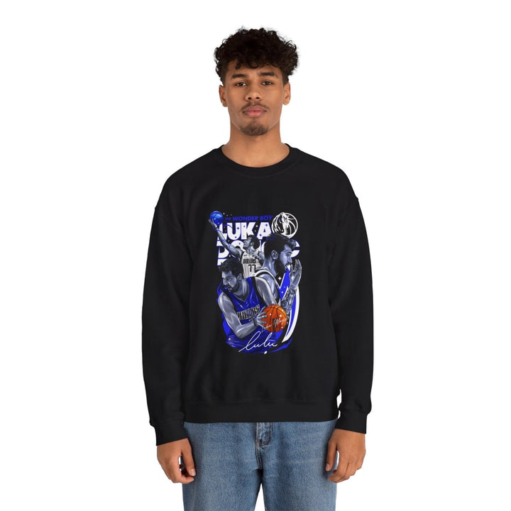 Luka Doncic Wonder Boy Crewneck Sweatshirt | Unisex Heavy Blend™ - S - Navy - Luka Doncic Wonder Boy Crewneck Sweatshirt | Unisex Heavy Blend™ - Tatoo Tee