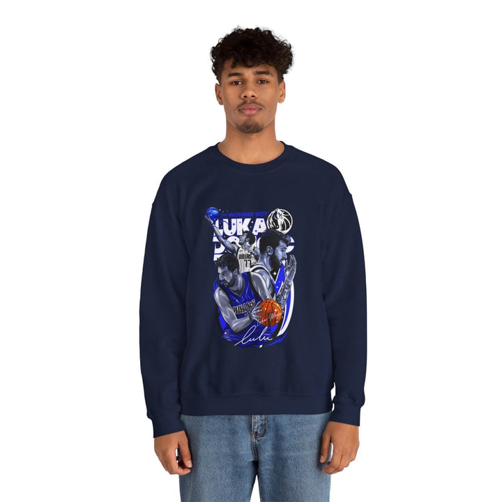 Luka Doncic Wonder Boy Crewneck Sweatshirt | Unisex Heavy Blend™ - S - Navy - Luka Doncic Wonder Boy Crewneck Sweatshirt | Unisex Heavy Blend™ - Tatoo Tee