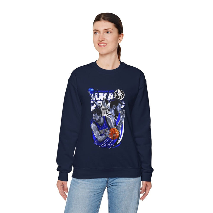 Luka Doncic Wonder Boy Crewneck Sweatshirt | Unisex Heavy Blend™ - S - Navy - Luka Doncic Wonder Boy Crewneck Sweatshirt | Unisex Heavy Blend™ - Tatoo Tee