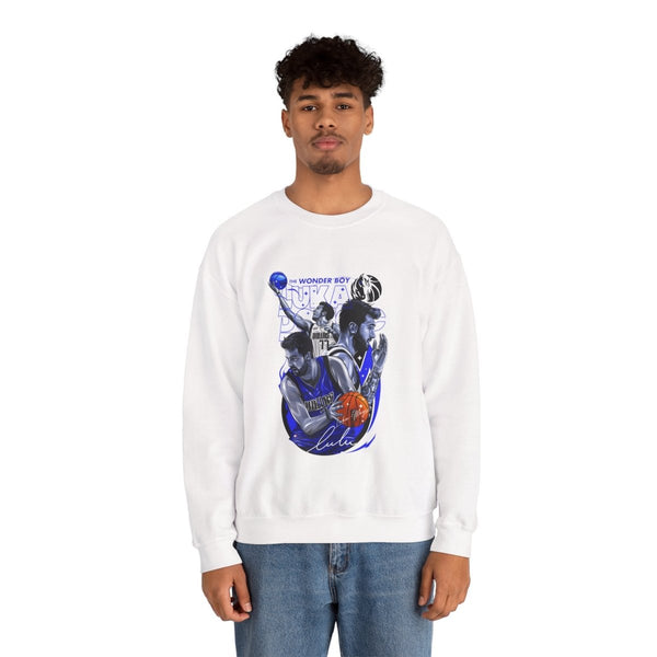 Luka Doncic Wonder Boy Crewneck Sweatshirt | Unisex Heavy Blend™ - S - White - Luka Doncic Wonder Boy Crewneck Sweatshirt | Unisex Heavy Blend™ - Tatoo Tee