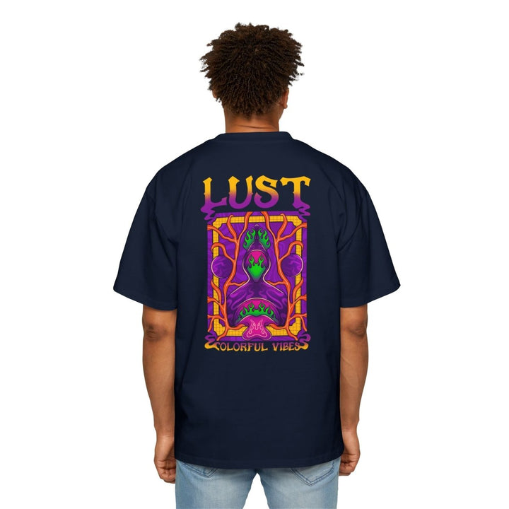 LUST Colorful Vibes Heavy Oversized Tee for Expressive Fashion - Navy - S - LUST Colorful Vibes Heavy Oversized Tee for Expressive Fashion - Tatoo Tee