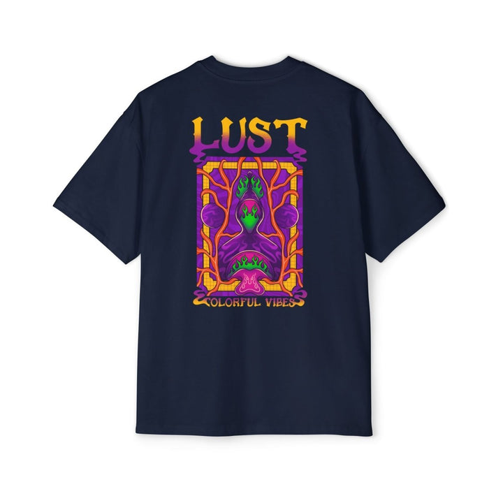 LUST Colorful Vibes Heavy Oversized Tee for Expressive Fashion - Navy - S - LUST Colorful Vibes Heavy Oversized Tee for Expressive Fashion - Tatoo Tee