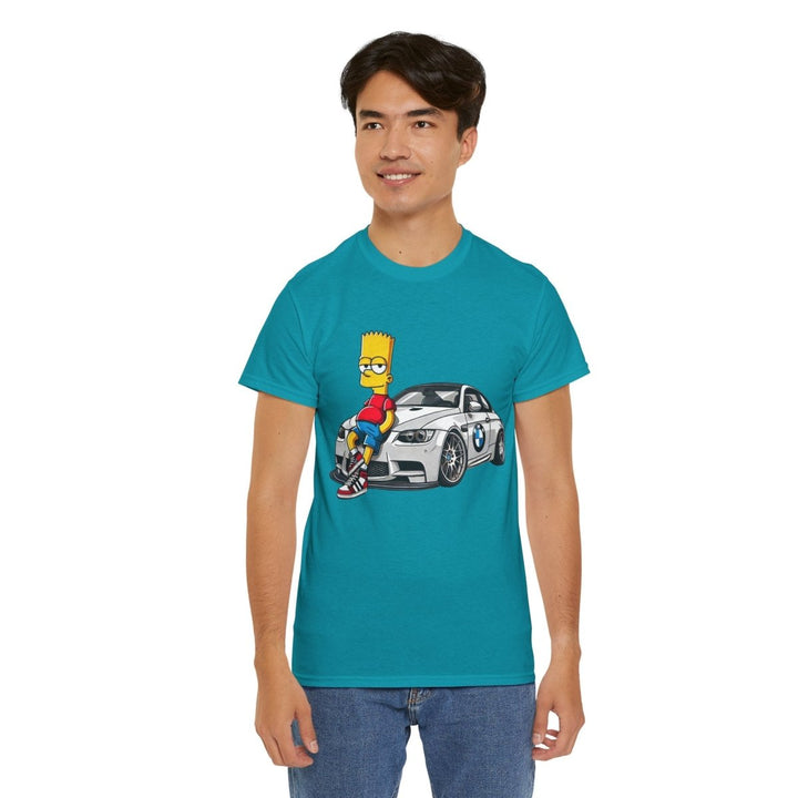 Luxury Car Bart Simpson Unisex Heavy Cotton Tee - Azalea - S - Luxury Car Bart Simpson Unisex Heavy Cotton Tee - Tatoo Tee