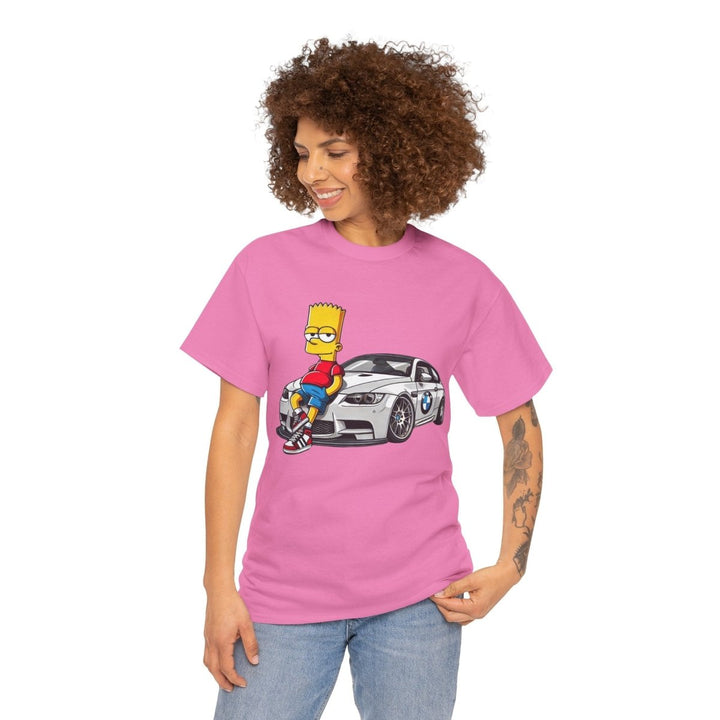 Luxury Car Bart Simpson Unisex Heavy Cotton Tee - Azalea - S - Luxury Car Bart Simpson Unisex Heavy Cotton Tee - Tatoo Tee