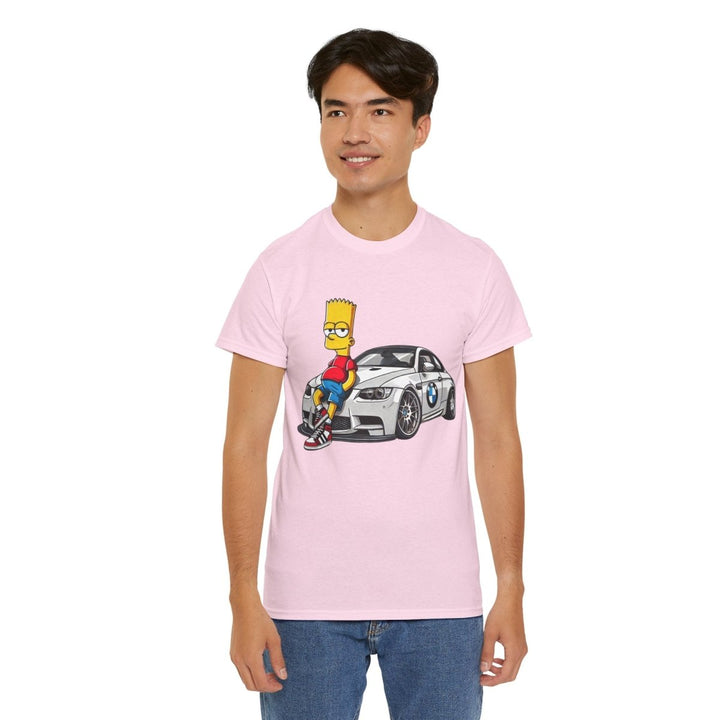 Luxury Car Bart Simpson Unisex Heavy Cotton Tee - Azalea - S - Luxury Car Bart Simpson Unisex Heavy Cotton Tee - Tatoo Tee