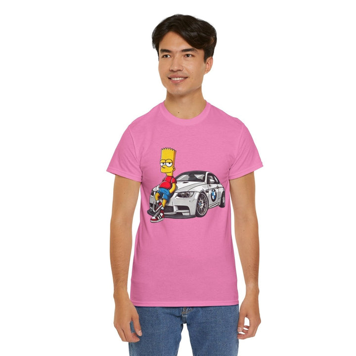 Luxury Car Bart Simpson Unisex Heavy Cotton Tee - Azalea - S - Luxury Car Bart Simpson Unisex Heavy Cotton Tee - Tatoo Tee