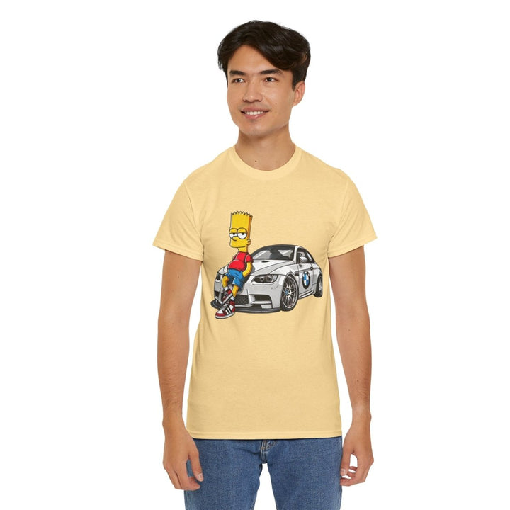 Luxury Car Bart Simpson Unisex Heavy Cotton Tee - Azalea - S - Luxury Car Bart Simpson Unisex Heavy Cotton Tee - Tatoo Tee