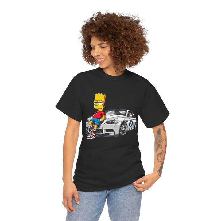Luxury Car Bart Simpson Unisex Heavy Cotton Tee - Black - S - Luxury Car Bart Simpson Unisex Heavy Cotton Tee - Tatoo Tee