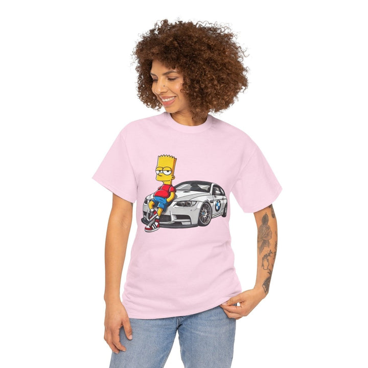 Luxury Car Bart Simpson Unisex Heavy Cotton Tee - Light Pink - S - Luxury Car Bart Simpson Unisex Heavy Cotton Tee - Tatoo Tee