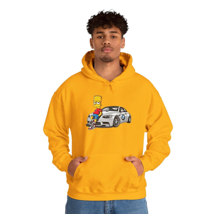 Luxury Car Bart Simpson Unisex Hoodie - Gold - S - Luxury Car Bart Simpson Unisex Hoodie - Tatoo Tee