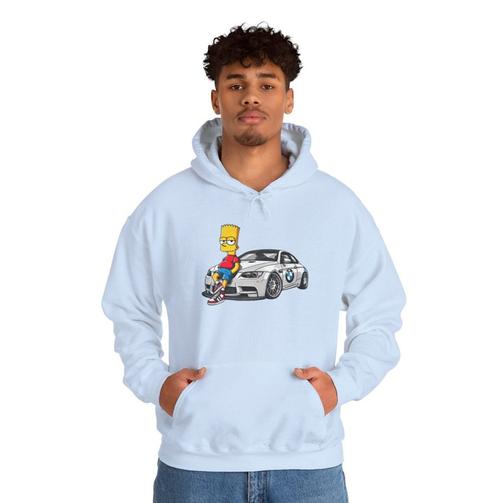 Luxury Car Bart Simpson Unisex Hoodie - Light Blue - S - Luxury Car Bart Simpson Unisex Hoodie - Tatoo Tee