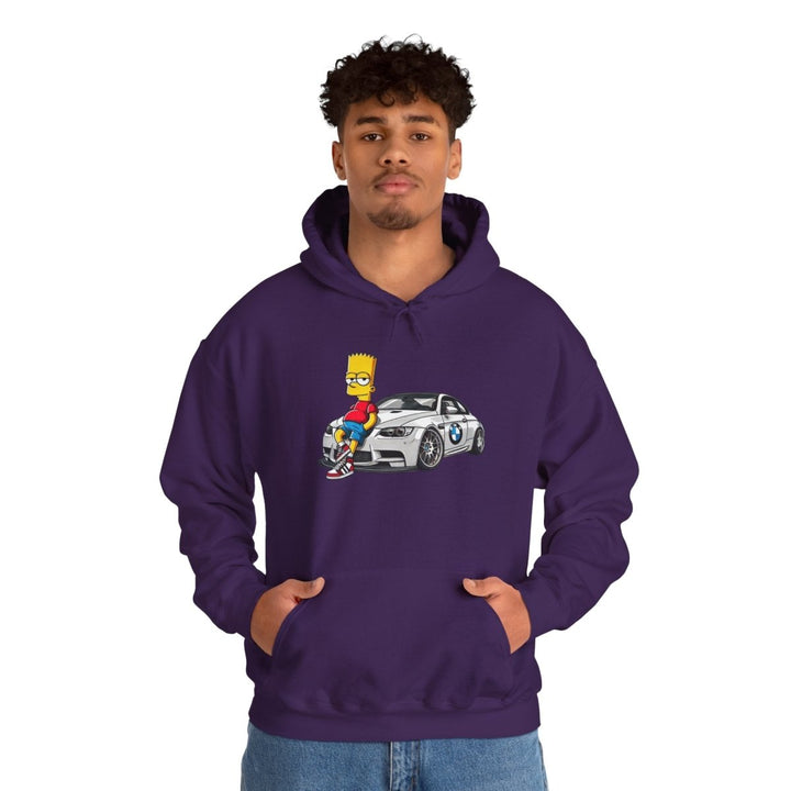 Luxury Car Bart Simpson Unisex Hoodie - Purple - S - Luxury Car Bart Simpson Unisex Hoodie - Tatoo Tee