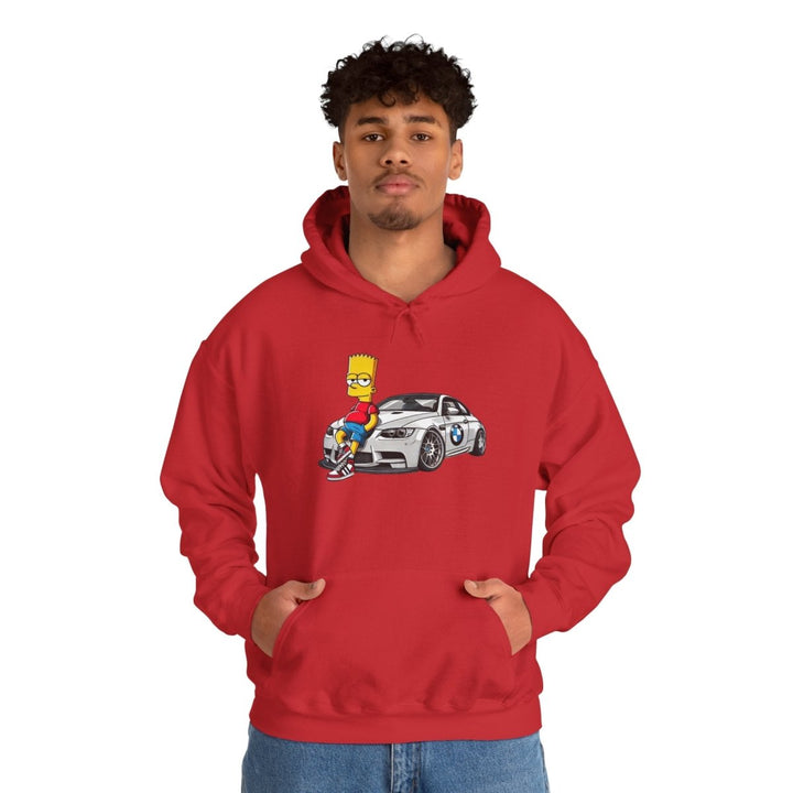 Luxury Car Bart Simpson Unisex Hoodie - Red - S - Luxury Car Bart Simpson Unisex Hoodie - Tatoo Tee