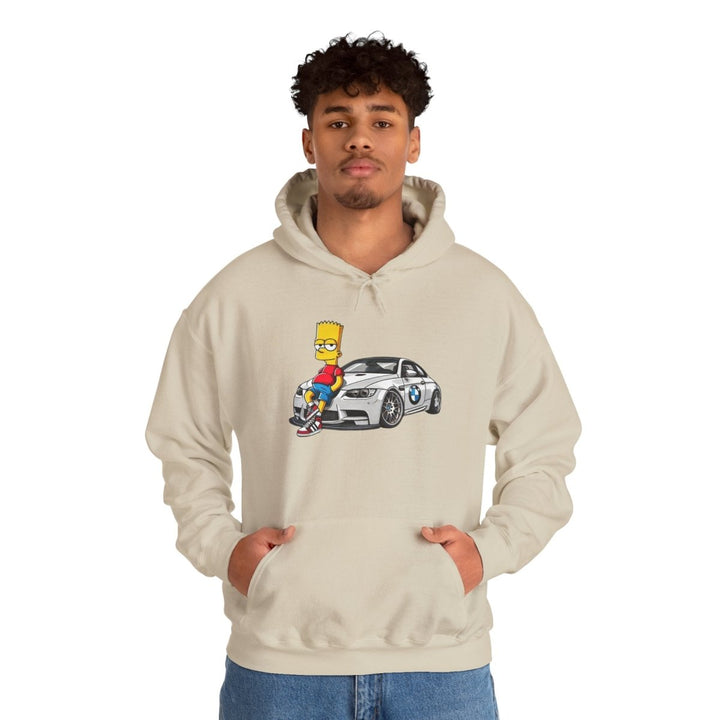 Luxury Car Bart Simpson Unisex Hoodie - Sand - S - Luxury Car Bart Simpson Unisex Hoodie - Tatoo Tee