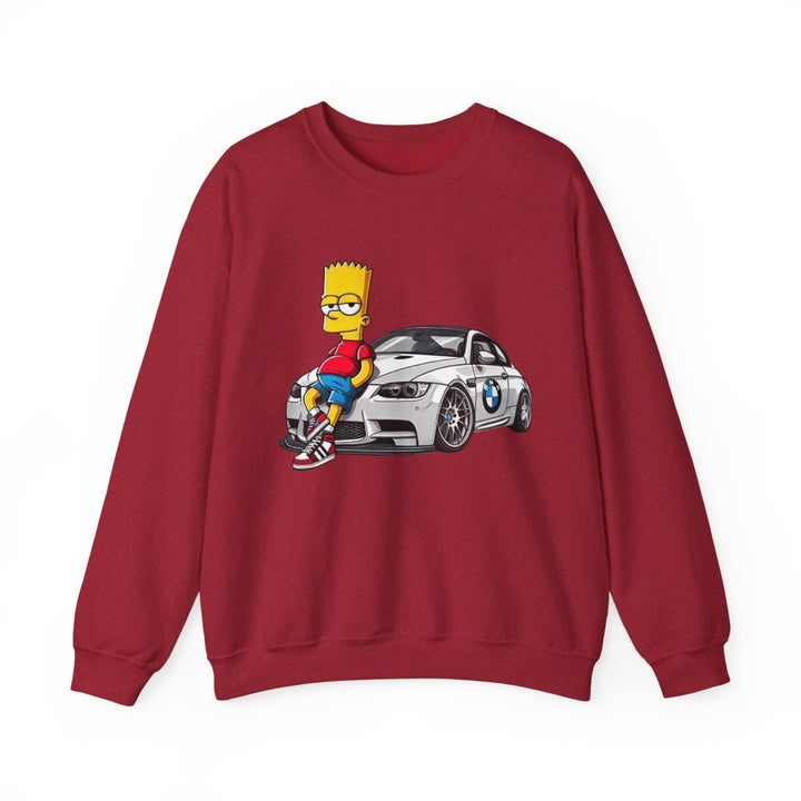 Luxury Car Bart Simpson Unisex Sweatshirt - S - Antique Cherry Red - Luxury Car Bart Simpson Unisex Sweatshirt - Tatoo Tee