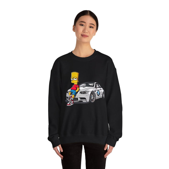 Luxury Car Bart Simpson Unisex Sweatshirt - S - Antique Cherry Red - Luxury Car Bart Simpson Unisex Sweatshirt - Tatoo Tee