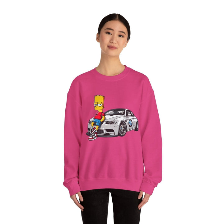 Luxury Car Bart Simpson Unisex Sweatshirt - S - Antique Cherry Red - Luxury Car Bart Simpson Unisex Sweatshirt - Tatoo Tee