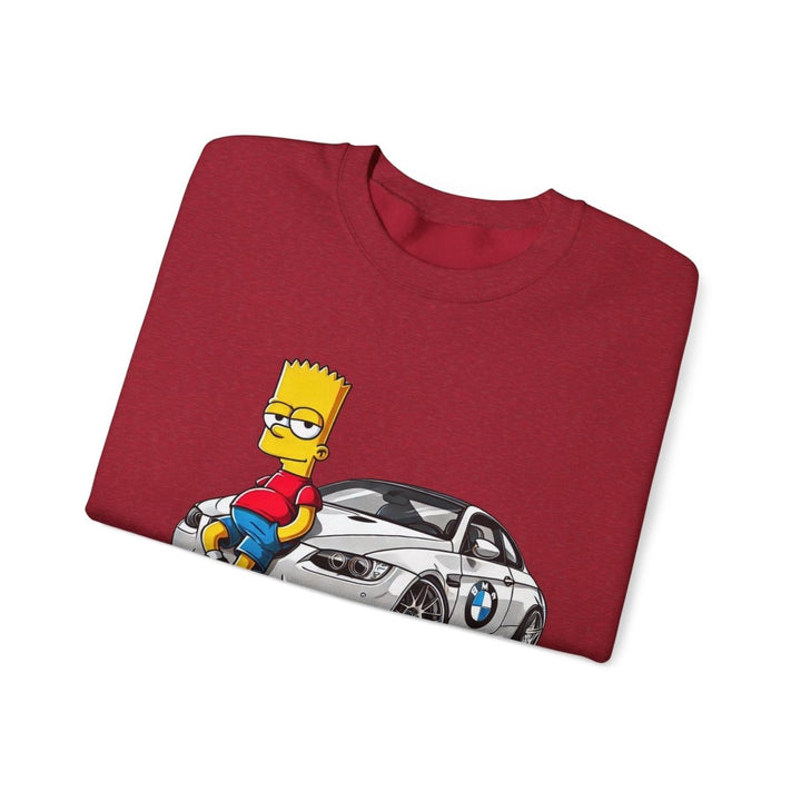 Luxury Car Bart Simpson Unisex Sweatshirt - S - Antique Cherry Red - Luxury Car Bart Simpson Unisex Sweatshirt - Tatoo Tee