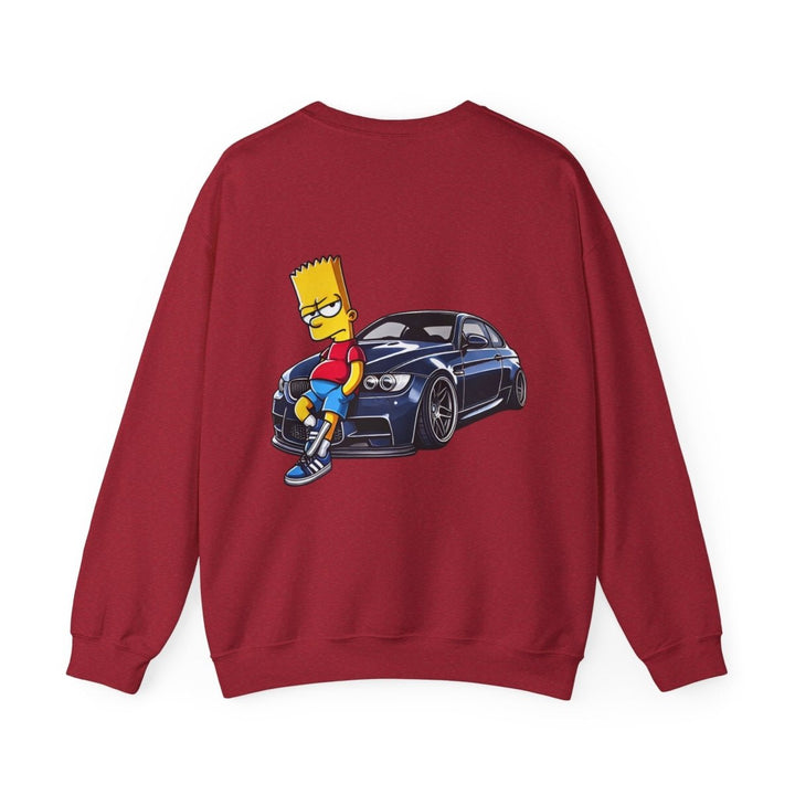 Luxury Car Bart Simpson Unisex Sweatshirt - S - Antique Cherry Red - Luxury Car Bart Simpson Unisex Sweatshirt - Tatoo Tee