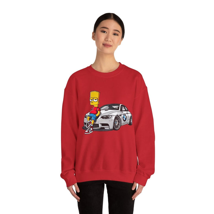 Luxury Car Bart Simpson Unisex Sweatshirt - S - Antique Cherry Red - Luxury Car Bart Simpson Unisex Sweatshirt - Tatoo Tee