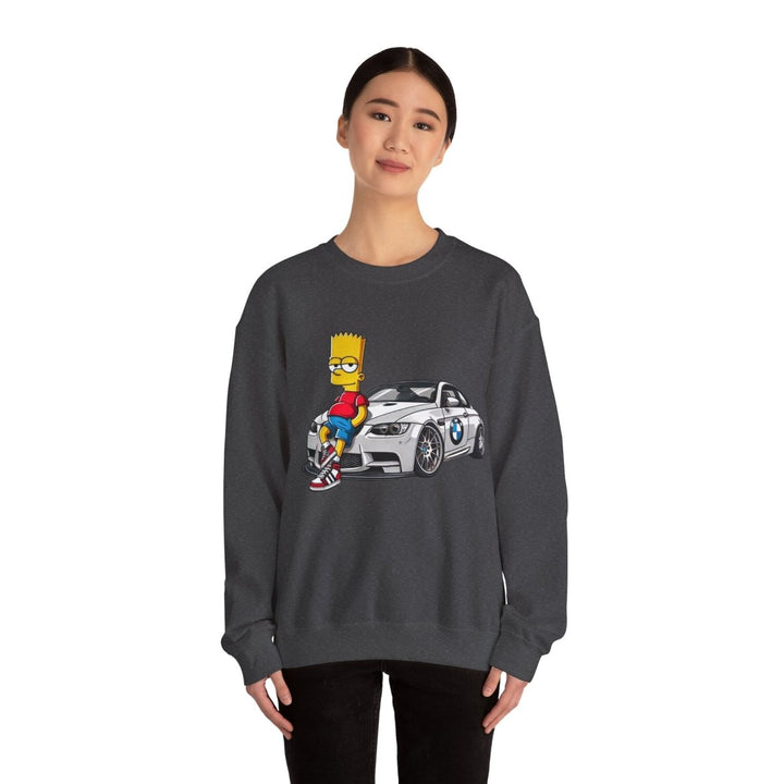 Luxury Car Bart Simpson Unisex Sweatshirt - S - Antique Cherry Red - Luxury Car Bart Simpson Unisex Sweatshirt - Tatoo Tee