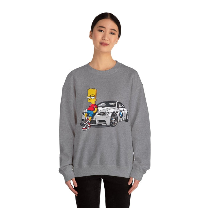 Luxury Car Bart Simpson Unisex Sweatshirt - S - Antique Cherry Red - Luxury Car Bart Simpson Unisex Sweatshirt - Tatoo Tee