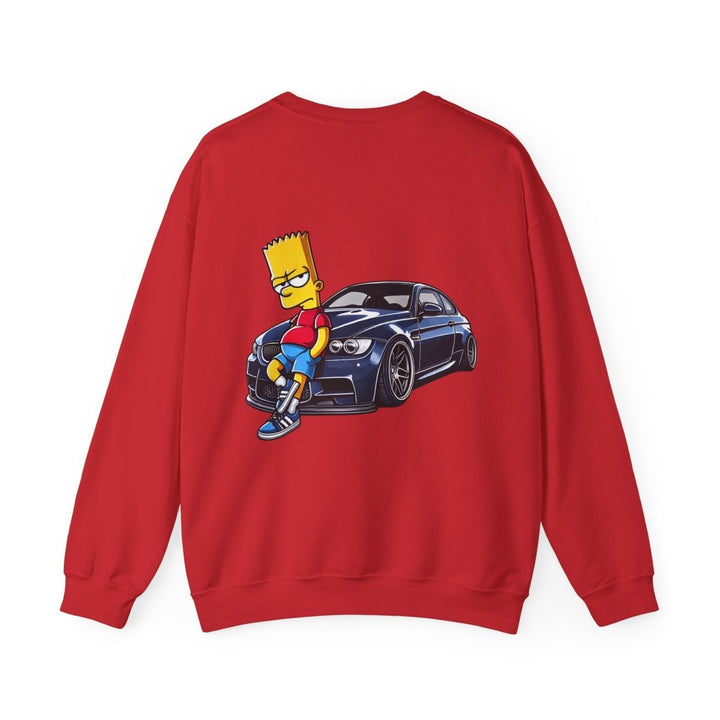 Luxury Car Bart Simpson Unisex Sweatshirt - S - Antique Cherry Red - Luxury Car Bart Simpson Unisex Sweatshirt - Tatoo Tee