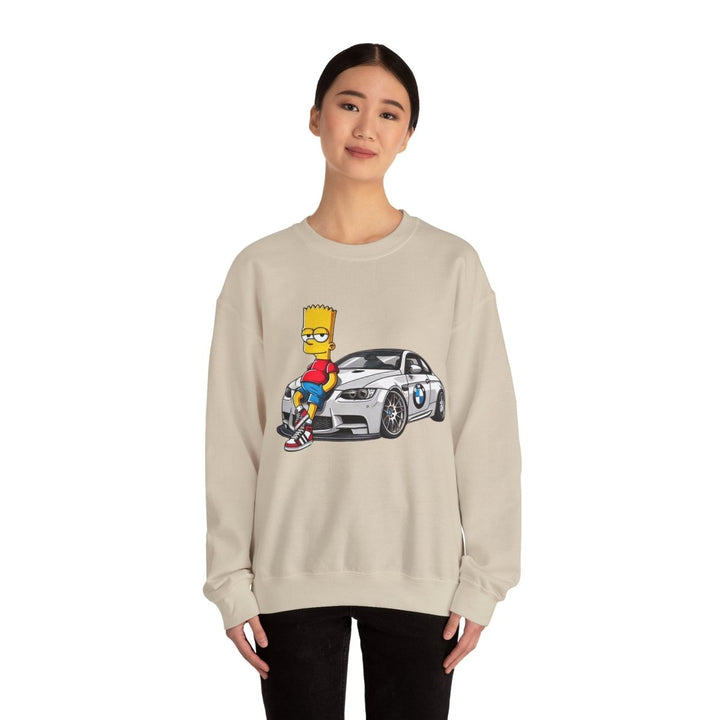 Luxury Car Bart Simpson Unisex Sweatshirt - S - Antique Cherry Red - Luxury Car Bart Simpson Unisex Sweatshirt - Tatoo Tee