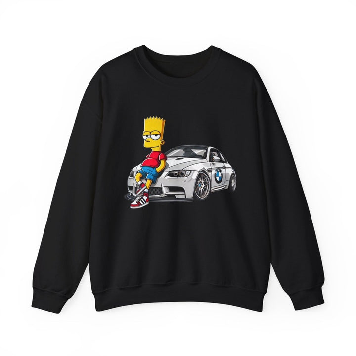 Luxury Car Bart Simpson Unisex Sweatshirt - S - Black - Luxury Car Bart Simpson Unisex Sweatshirt - Tatoo Tee