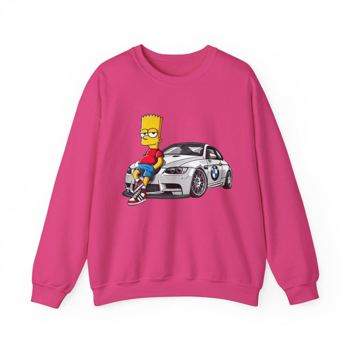 Luxury Car Bart Simpson Unisex Sweatshirt - S - Heliconia - Luxury Car Bart Simpson Unisex Sweatshirt - Tatoo Tee