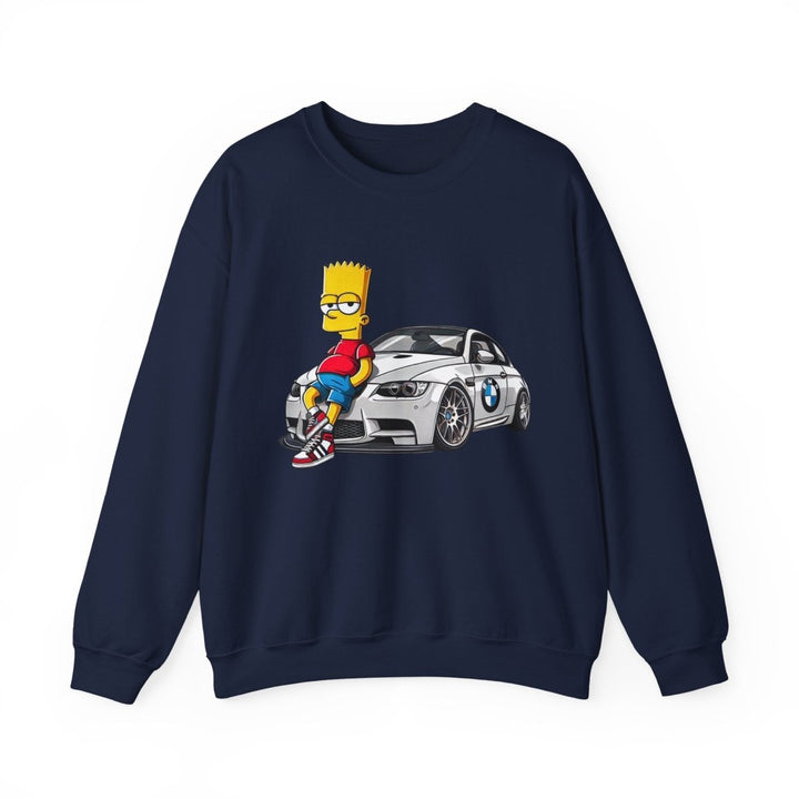 Luxury Car Bart Simpson Unisex Sweatshirt - S - Navy - Luxury Car Bart Simpson Unisex Sweatshirt - Tatoo Tee
