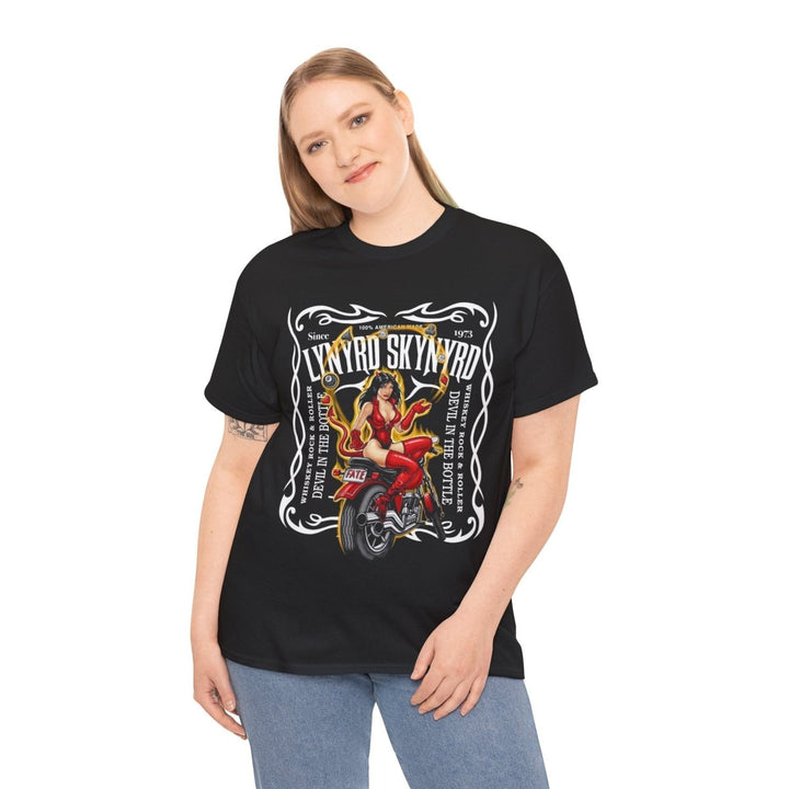 Lynyrd Skynyrd Unisex Heavy Cotton Tee - Vintage Motorcycle - Black - S - Lynyrd Skynyrd Unisex Heavy Cotton Tee - Vintage Motorcycle - Tatoo Tee