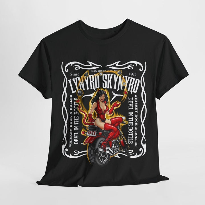 Lynyrd Skynyrd Unisex Heavy Cotton Tee - Vintage Motorcycle - Black - S - Lynyrd Skynyrd Unisex Heavy Cotton Tee - Vintage Motorcycle - Tatoo Tee