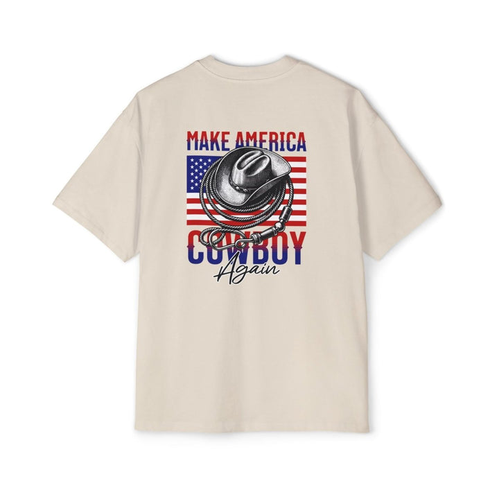 Make America Cowboy Again Men's Heavy Oversized Tee - Casual and Patriotic T-Shirt - S - Athletic Heather - Make America Cowboy Again Men's Heavy Oversized Tee - Casual and Patriotic T-Shirt - Tatoo Tee