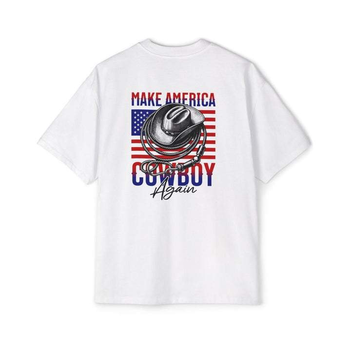 Make America Cowboy Again Men's Heavy Oversized Tee - Casual and Patriotic T-Shirt - S - Athletic Heather - Make America Cowboy Again Men's Heavy Oversized Tee - Casual and Patriotic T-Shirt - Tatoo Tee