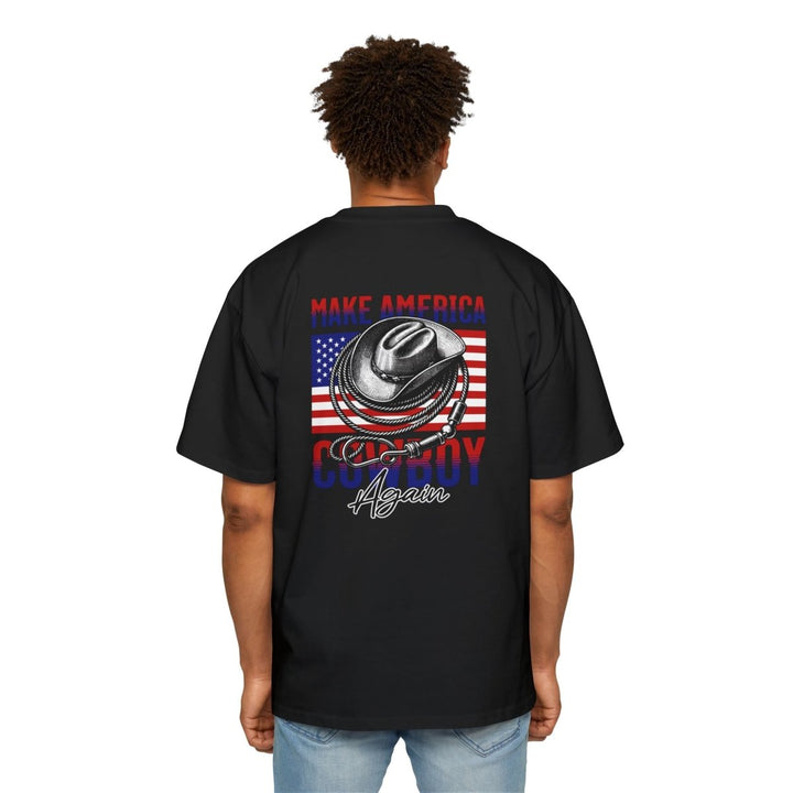 Make America Cowboy Again Men's Heavy Oversized Tee - Casual and Patriotic T-Shirt - S - Black - Make America Cowboy Again Men's Heavy Oversized Tee - Casual and Patriotic T-Shirt - Tatoo Tee