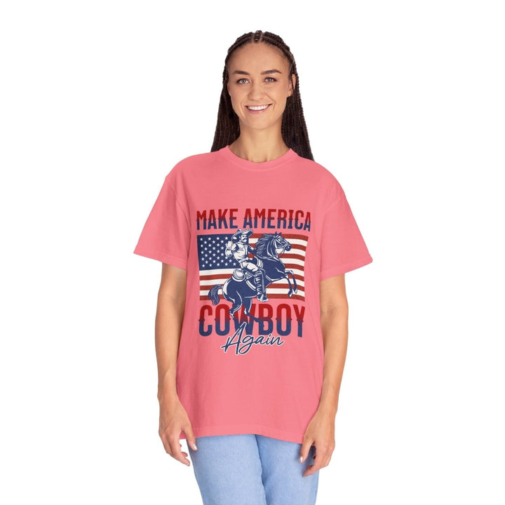 Make America Cowboy Again Unisex T-Shirt, Western Tee, Casual Wear, Rodeo Apparel - Blossom - S - Make America Cowboy Again Unisex T-Shirt, Western Tee, Casual Wear, Rodeo Apparel - Tatoo Tee