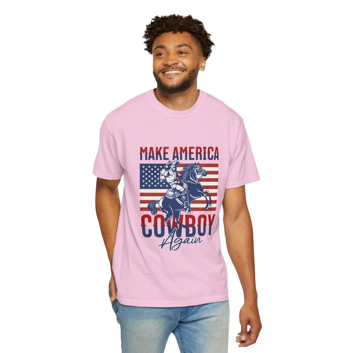 Make America Cowboy Again Unisex T-Shirt, Western Tee, Casual Wear, Rodeo Apparel - Blossom - S - Make America Cowboy Again Unisex T-Shirt, Western Tee, Casual Wear, Rodeo Apparel - Tatoo Tee