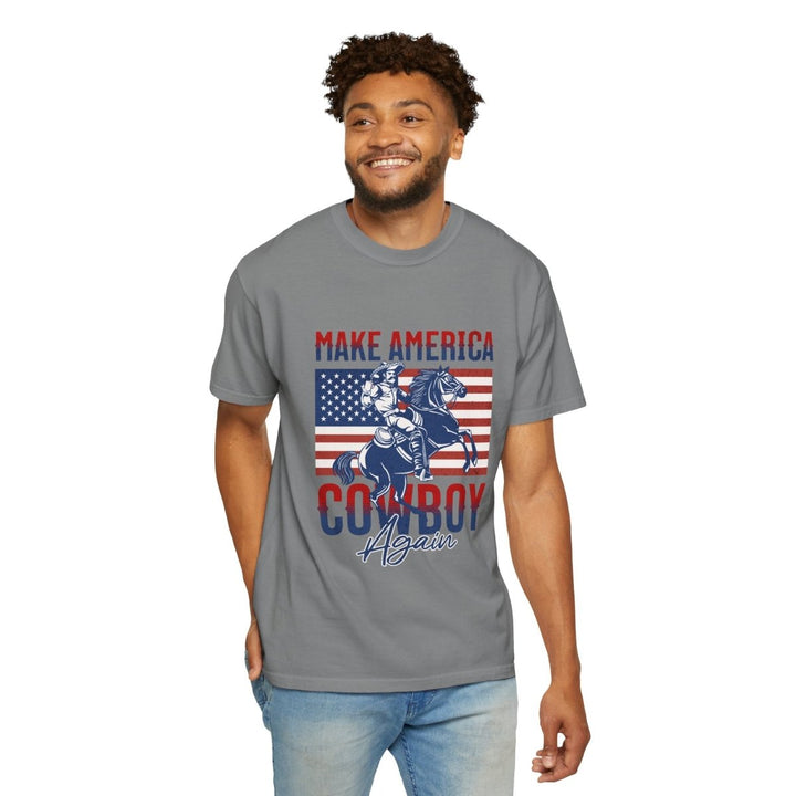 Make America Cowboy Again Unisex T-Shirt, Western Tee, Casual Wear, Rodeo Apparel - Blossom - S - Make America Cowboy Again Unisex T-Shirt, Western Tee, Casual Wear, Rodeo Apparel - Tatoo Tee