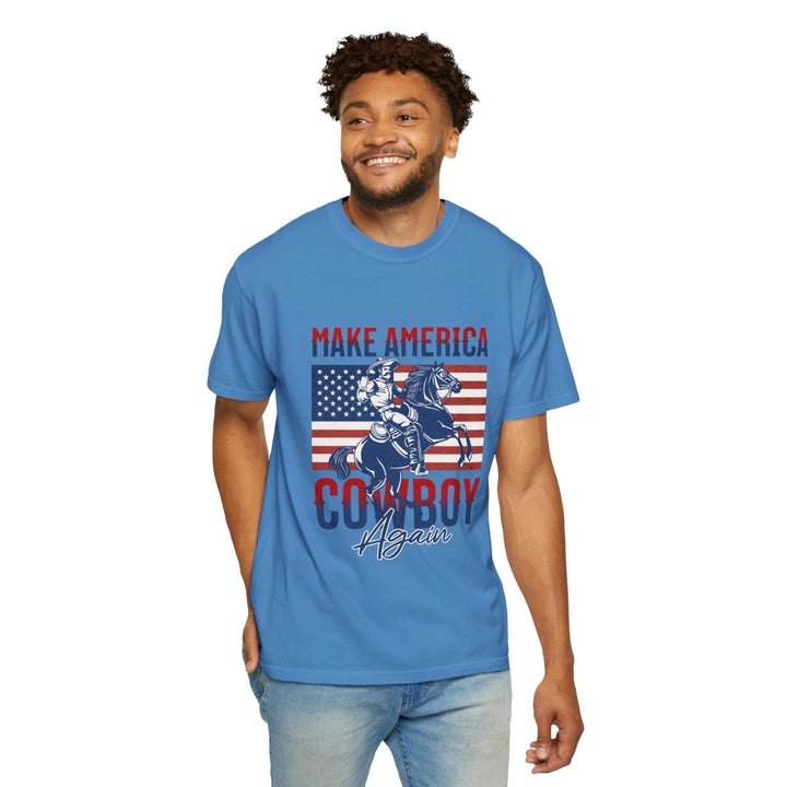Make America Cowboy Again Unisex T-Shirt, Western Tee, Casual Wear, Rodeo Apparel - Blossom - S - Make America Cowboy Again Unisex T-Shirt, Western Tee, Casual Wear, Rodeo Apparel - Tatoo Tee