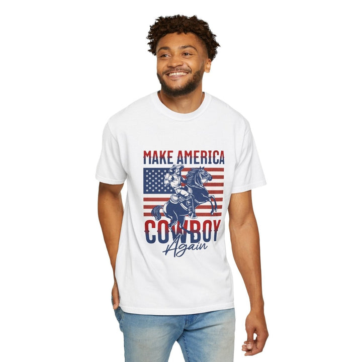 Make America Cowboy Again Unisex T-Shirt, Western Tee, Casual Wear, Rodeo Apparel - Blossom - S - Make America Cowboy Again Unisex T-Shirt, Western Tee, Casual Wear, Rodeo Apparel - Tatoo Tee