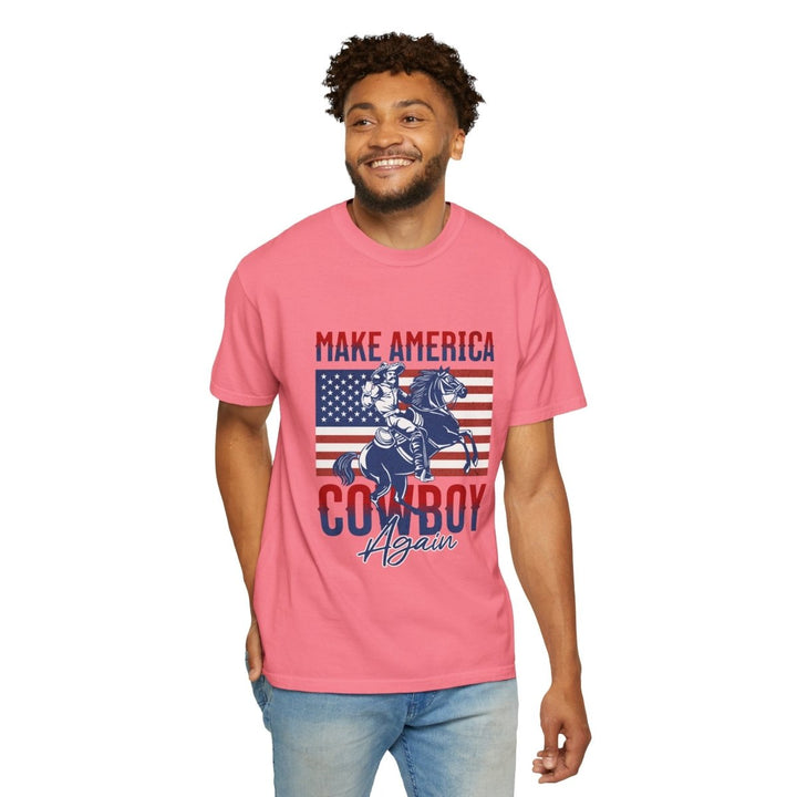 Make America Cowboy Again Unisex T-Shirt, Western Tee, Casual Wear, Rodeo Apparel - Blossom - S - Make America Cowboy Again Unisex T-Shirt, Western Tee, Casual Wear, Rodeo Apparel - Tatoo Tee