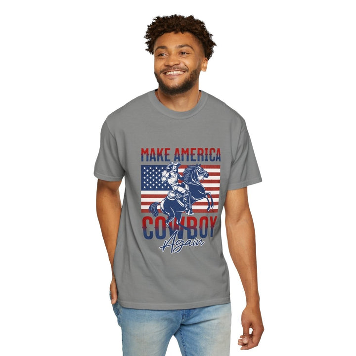 Make America Cowboy Again Unisex T-Shirt, Western Tee, Casual Wear, Rodeo Apparel - Blossom - S - Make America Cowboy Again Unisex T-Shirt, Western Tee, Casual Wear, Rodeo Apparel - Tatoo Tee