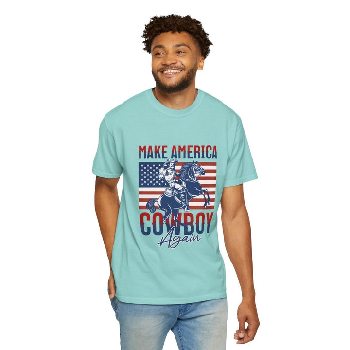 Make America Cowboy Again Unisex T-Shirt, Western Tee, Casual Wear, Rodeo Apparel - Blossom - S - Make America Cowboy Again Unisex T-Shirt, Western Tee, Casual Wear, Rodeo Apparel - Tatoo Tee