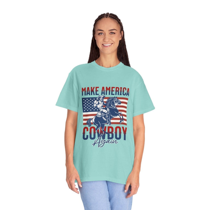 Make America Cowboy Again Unisex T-Shirt, Western Tee, Casual Wear, Rodeo Apparel - Chalky Mint - S - Make America Cowboy Again Unisex T-Shirt, Western Tee, Casual Wear, Rodeo Apparel - Tatoo Tee