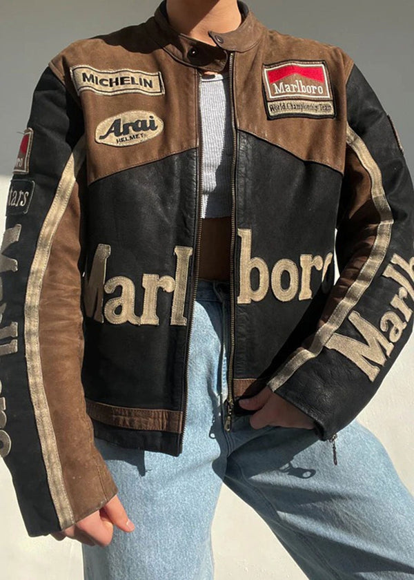 Marlboro Cafe Racer Leather Jacket for Men