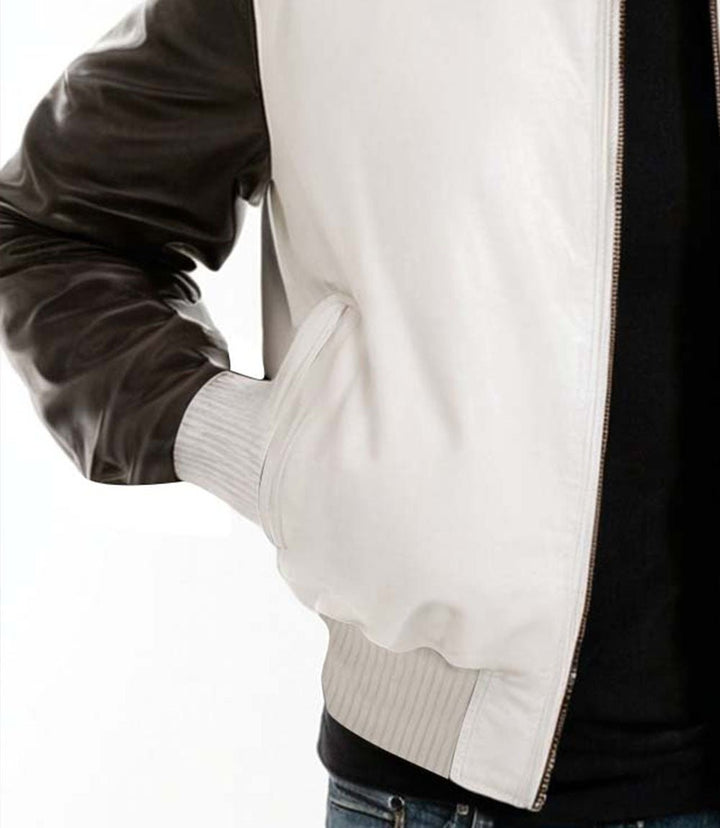 MB Notorious White Leather Jacket - XXS - MB Notorious White Leather Jacket - Tatoo Tee