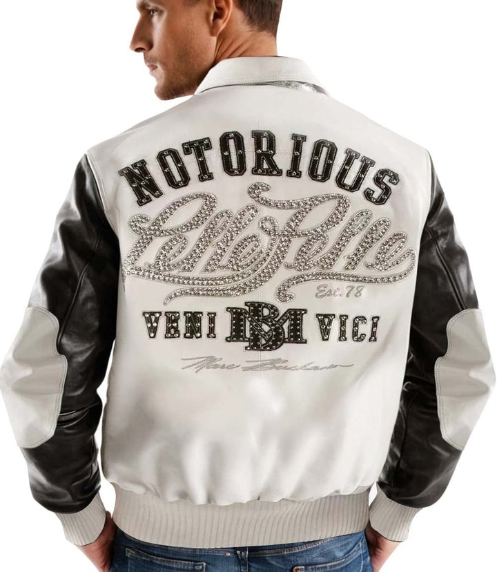 MB Notorious White Leather Jacket - XXS - MB Notorious White Leather Jacket - Tatoo Tee