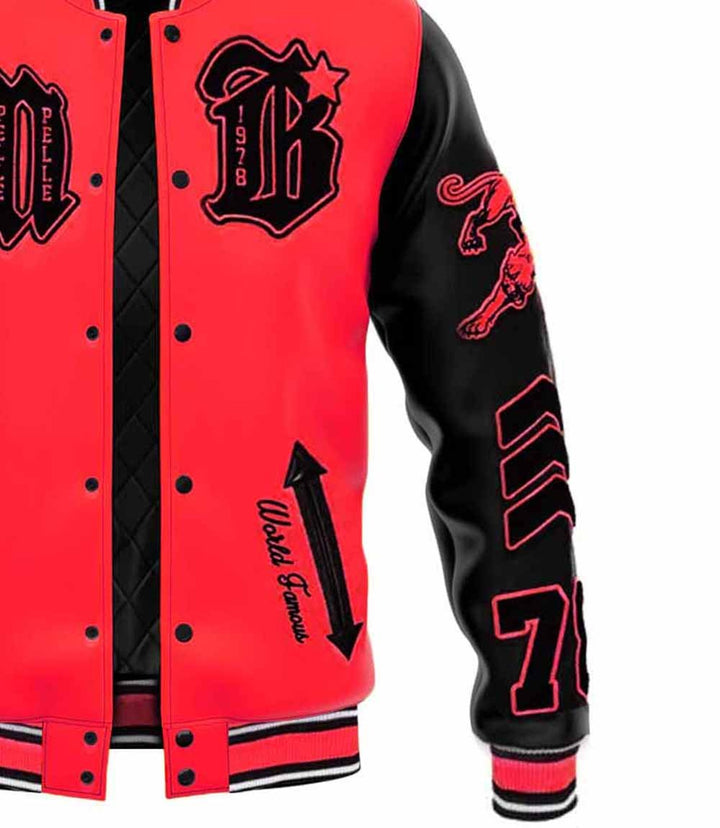 MB Red Black Varsity Jacket - XXS - MB Red Black Varsity Jacket - Tatoo Tee