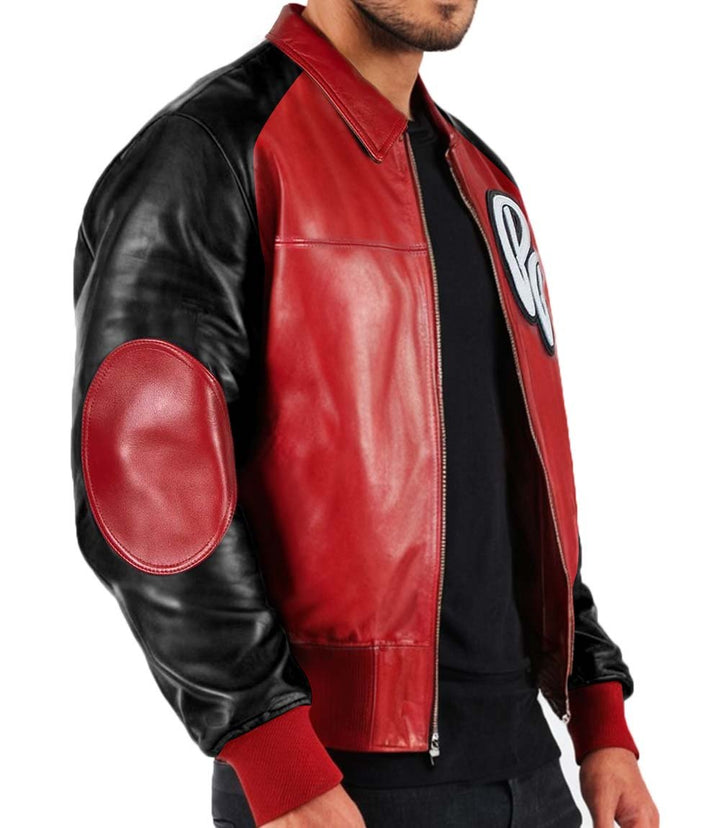MB Soda Club Red Leather Jacket - XXS - MB Soda Club Red Leather Jacket - Tatoo Tee